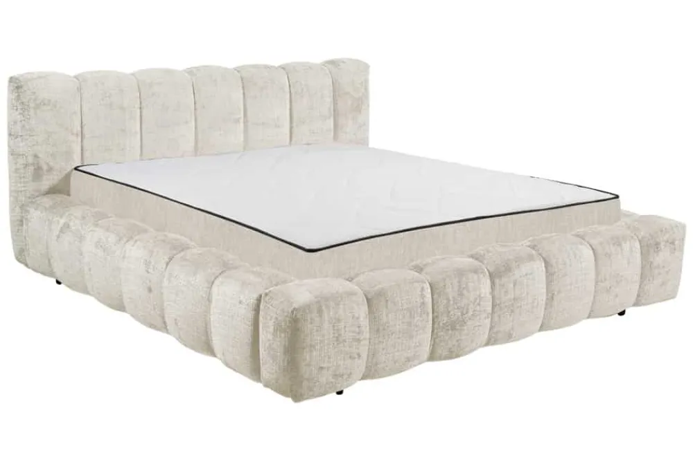 Riess-Ambiente Polsterbetten|Retro Möbel > Design Polsterbett DIAMOND 180x200cm weiß Chenille Cremona inkl. Matratze Topper Lattenrost