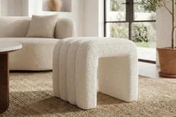 Riess-Ambiente Sitzhocker > Design Polsterhocker VOGUE 40cm beige Bouclé Sitzhocker