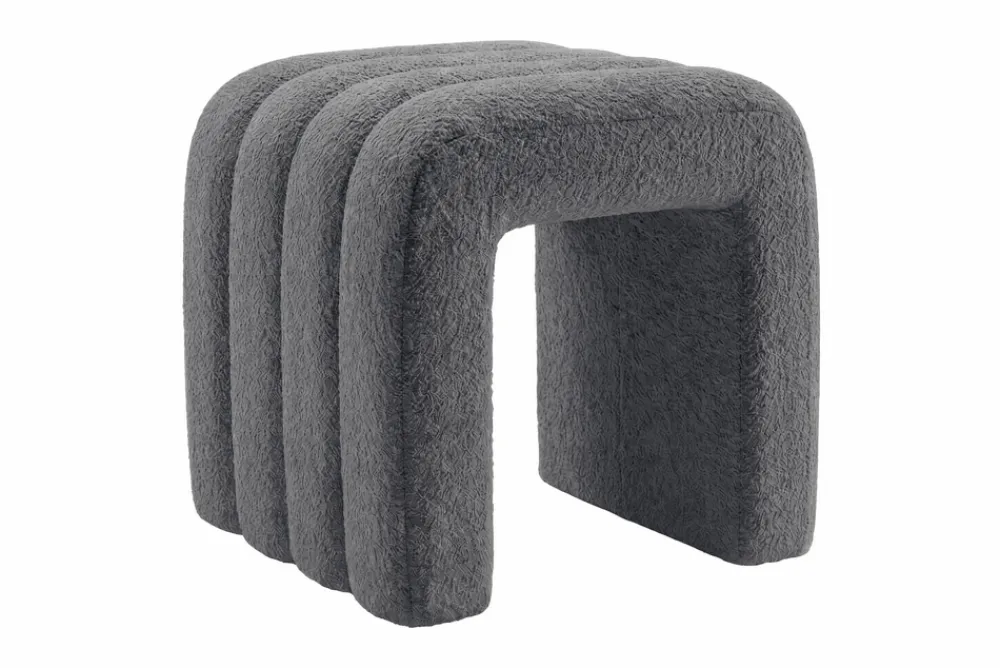 Riess-Ambiente Sitzhocker > Design Polsterhocker VOGUE 40cm grau Bouclé Sitzhocker