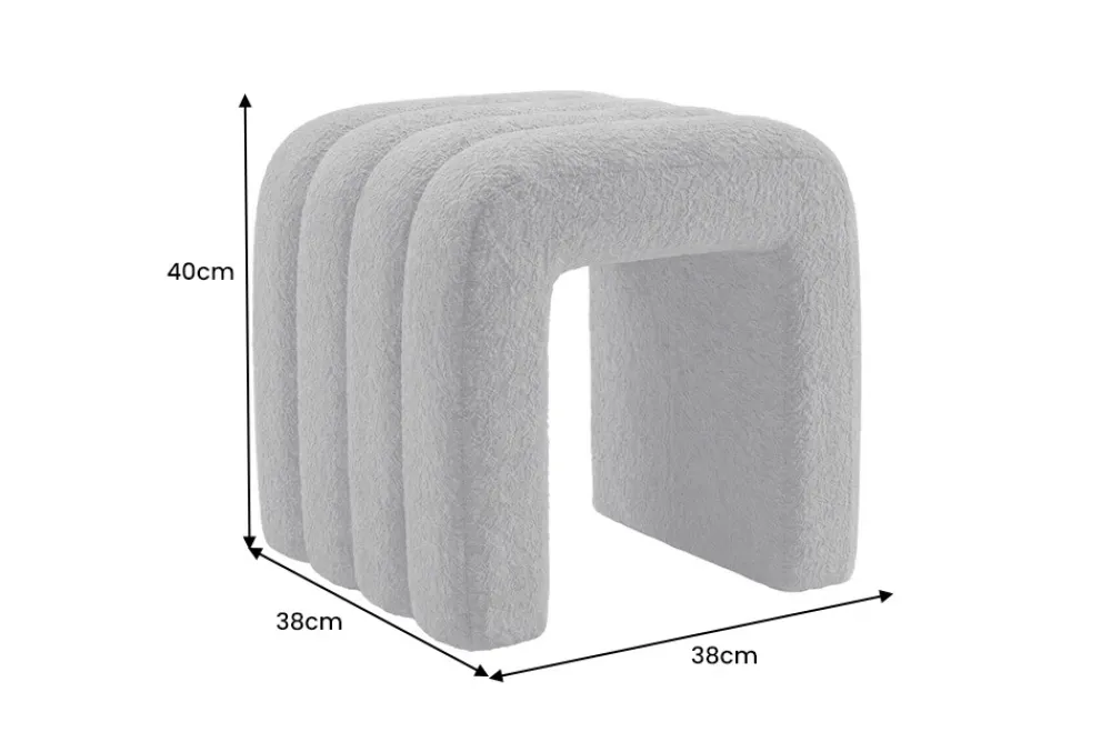 Riess-Ambiente Sitzhocker > Design Polsterhocker VOGUE 40cm grau Bouclé Sitzhocker