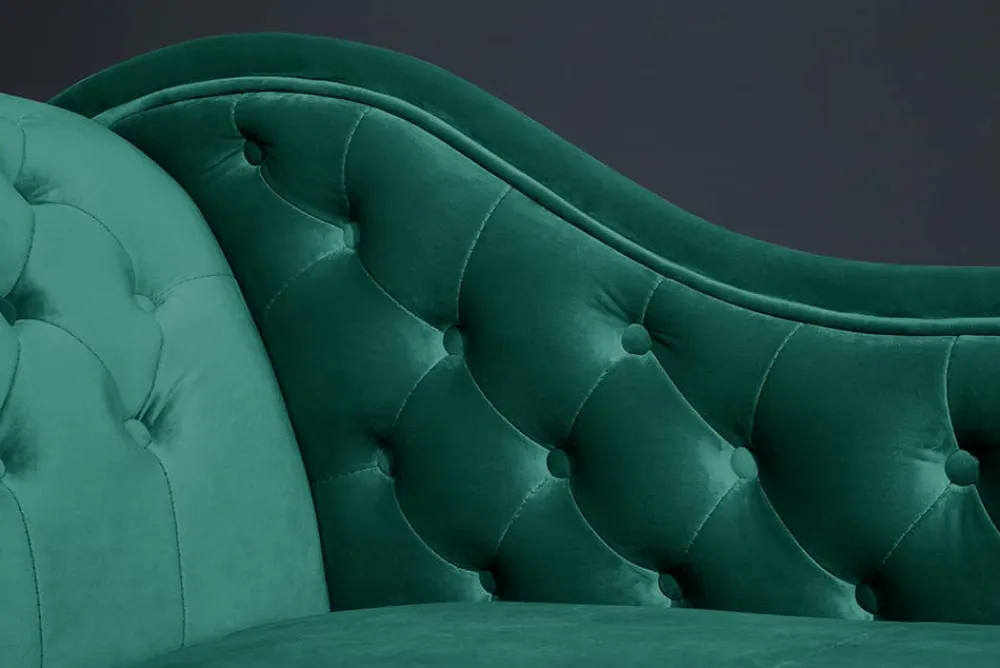 Riess-Ambiente Liegen|Samt Möbel > Design Récamière CHESTERFIELD 170cm smaragdgrün Samt Knopfheftung Nietenbesatz