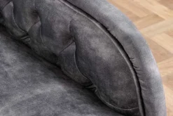 Riess-Ambiente Liegen|Samt Möbel > Design Récamière CHESTERFIELD 170cm grau strukturiertes Samt Knopfheftung Nietenbesatz