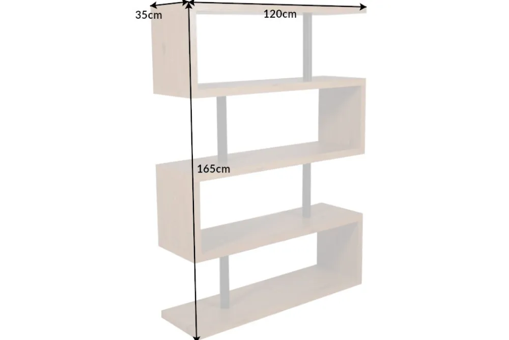 Riess-Ambiente Standregale > Design Regal SNAKE 165cm Eichenoptik Bücherregal mit fünf Böden
