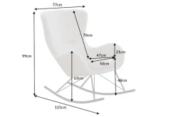 Riess-Ambiente Skandinavisch|Sessel > Design Schaukelstuhl SCANDINAVIA SWING weiß Bouclé Sessel schwarz Metall