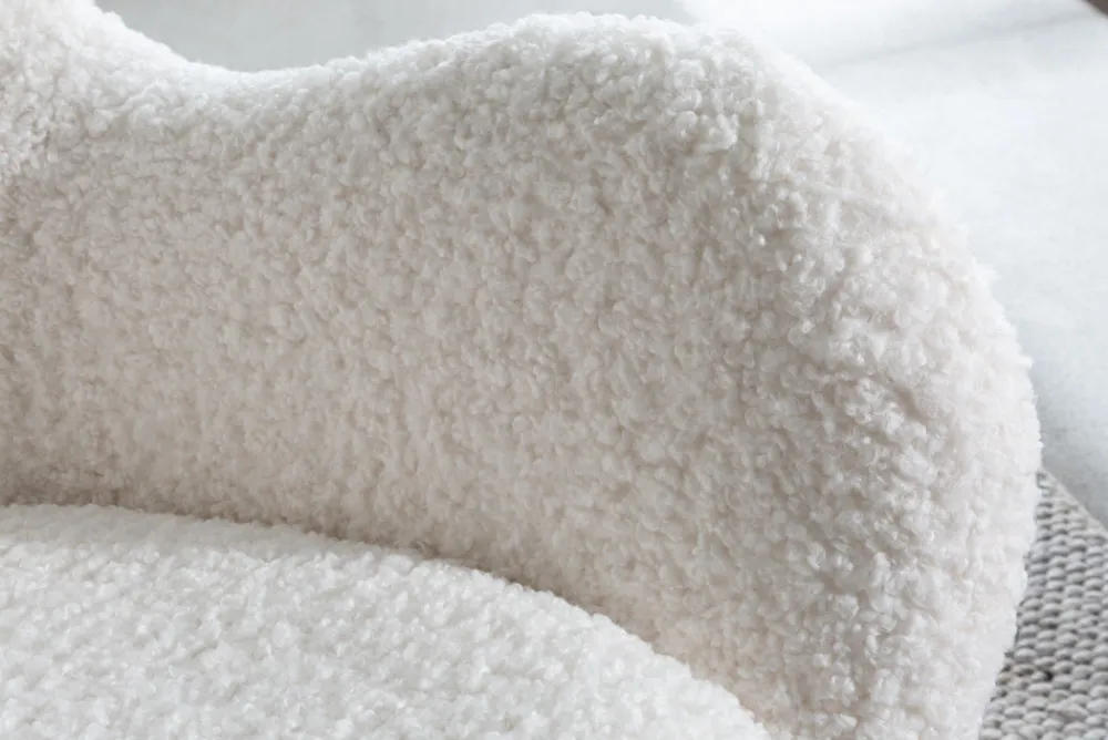 Riess-Ambiente Skandinavisch|Sessel > Design Schaukelstuhl SCANDINAVIA SWING weiß Bouclé Sessel schwarz Metall