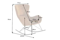Riess-Ambiente Skandinavisch|Sessel > Design Schaukelstuhl SCANDINAVIA SWING senfgelb Samt Sessel