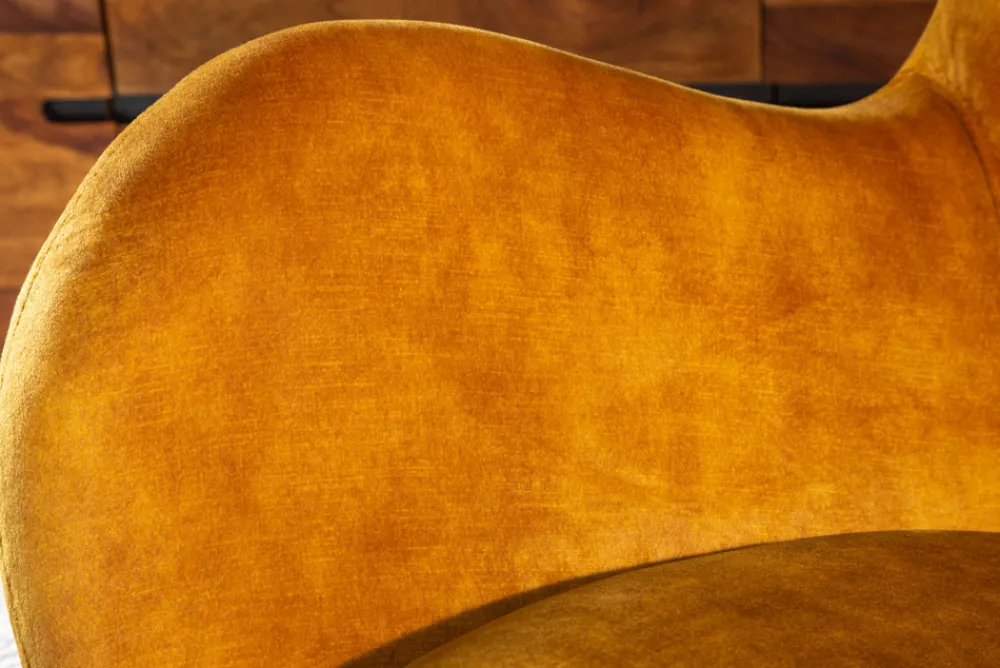 Riess-Ambiente Skandinavisch|Sessel > Design Schaukelstuhl SCANDINAVIA SWING senfgelb Samt Sessel