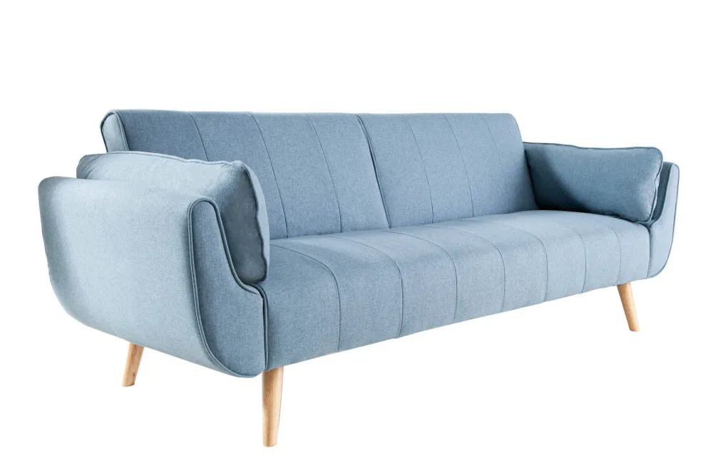 Riess-Ambiente Skandinavisch|Retro Möbel > Design Schlafsofa DIVANI 220cm hellblau Strukturstoff Scandinavian 3-Sitzer mit Bettfunktion
