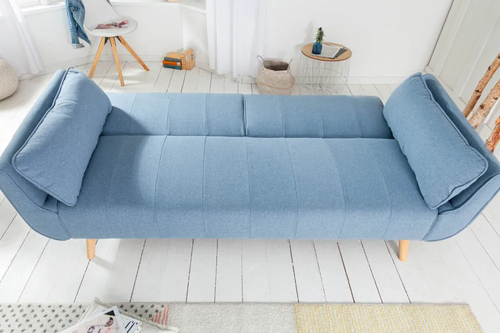 Riess-Ambiente Skandinavisch|Retro Möbel > Design Schlafsofa DIVANI 220cm hellblau Strukturstoff Scandinavian 3-Sitzer mit Bettfunktion