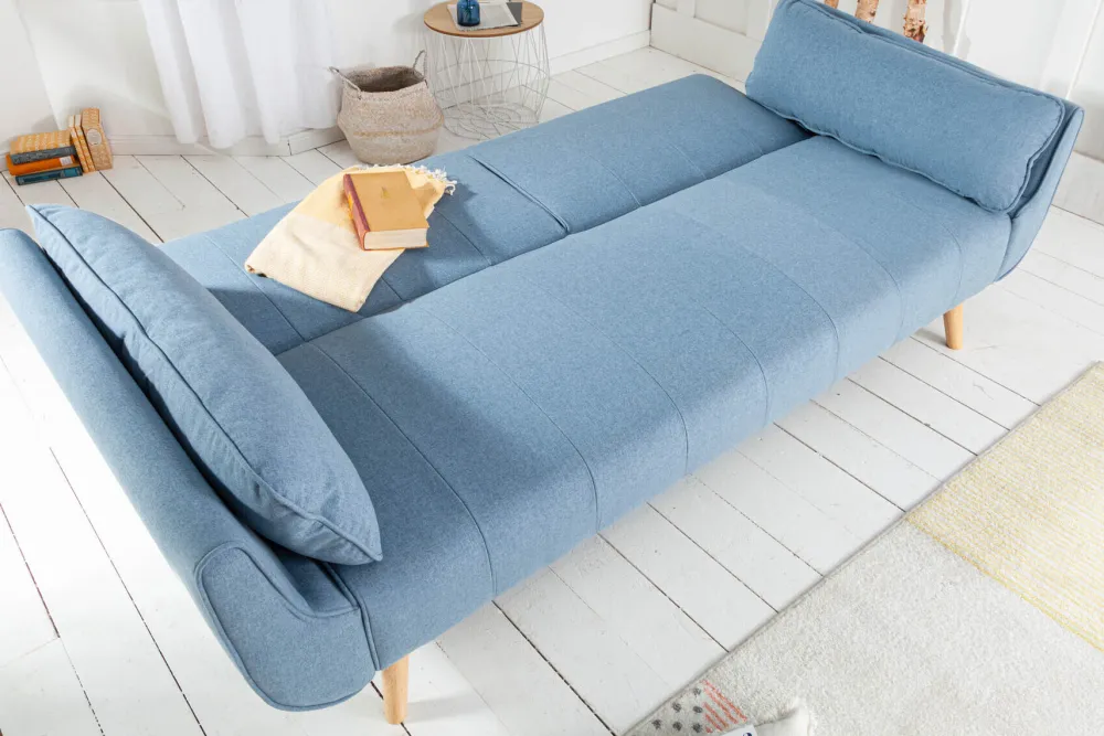 Riess-Ambiente Skandinavisch|Retro Möbel > Design Schlafsofa DIVANI 220cm hellblau Strukturstoff Scandinavian 3-Sitzer mit Bettfunktion