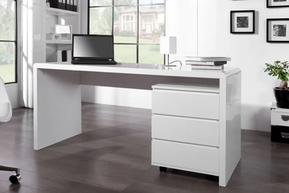 Riess-Ambiente Bürotische > Design Schreibtisch FAST TRADE 160cm weiß Hochglanz Computertisch