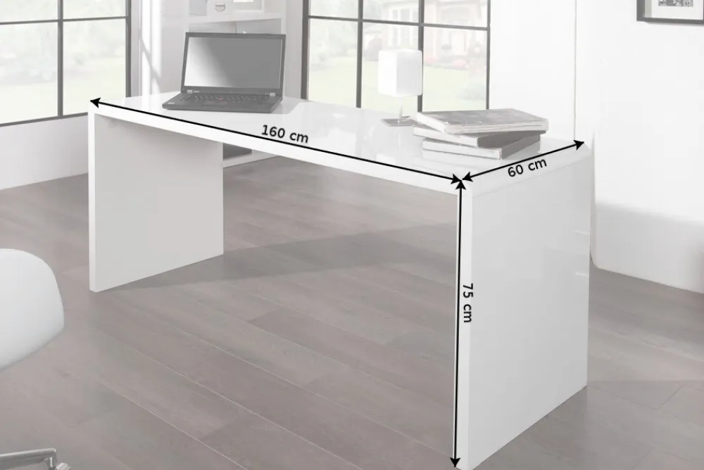 Riess-Ambiente Bürotische > Design Schreibtisch FAST TRADE 160cm weiß Hochglanz Computertisch