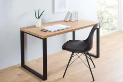 Riess-Ambiente Bürotische|Retro Möbel > Design Schreibtisch OAK DESK 120cm Eiche Vintage Metallgestell schwarz