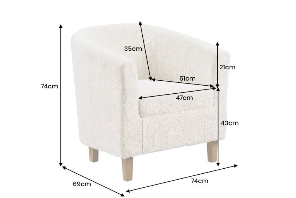 Riess-Ambiente Loungesessel > Design Sessel HEMINGWAY beige Bouclé Tweed Soft mit Armlehnen Cocktailsessel