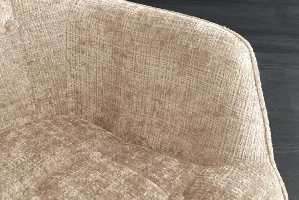 Riess-Ambiente Skandinavisch|Loungesessel > Design Sessel SCANDINAVIA champagner Chenille Cremona schwarz Metall mit Armlehne