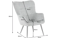 Riess-Ambiente Skandinavisch|Loungesessel > Design Sessel SCANDINAVIA grün Chenille Cremona schwarz Metall mit Armlehne