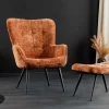 Riess-Ambiente Skandinavisch|Loungesessel > Design Sessel SCANDINAVIA rost braun Chenille Cremona schwarz Metall mit Armlehne