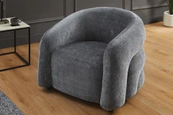 Riess-Ambiente Skandinavisch|Sessel > Design Sessel VOGUE 95cm grau Chenille mit Armlehnen und Nosagfederung