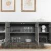 Riess-Ambiente Mehr...|Retro Möbel > Design Sideboard ART DECO 170cm grau smoked Mangoholz massiv 3D-Front