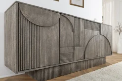 Riess-Ambiente Mehr...|Retro Möbel > Design Sideboard ART DECO 170cm grau smoked Mangoholz massiv 3D-Front