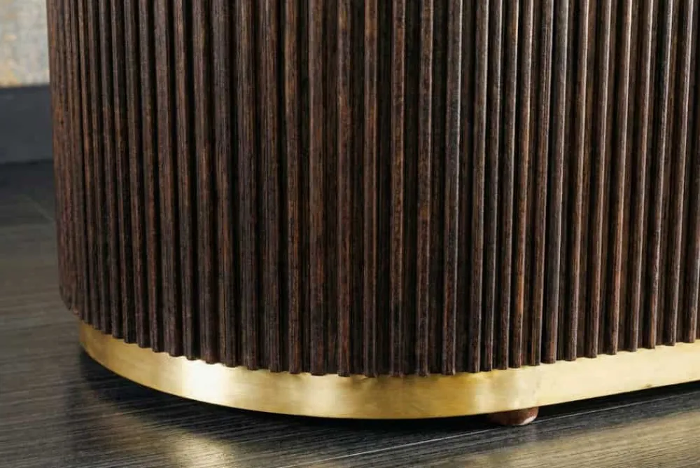 Riess-Ambiente Mehr...|Massivholzschränke > Design Sideboard GATSBY 170cm braun gold Mangoholz weiße Marmorplatte