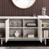 Riess-Ambiente Sideboards & Kommoden > Design Sideboard SAVOY 180cm kaschmir weiß Marmor Keramik mit Stauraum und 3D-Front