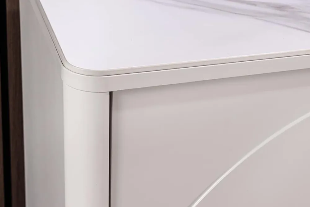 Riess-Ambiente Sideboards & Kommoden > Design Sideboard SAVOY 150cm kaschmir weiß Marmor Keramik mit sechs Schubladen