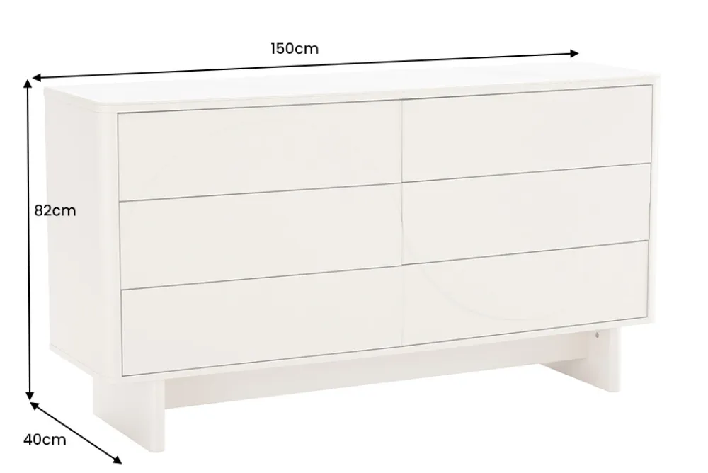 Riess-Ambiente Sideboards & Kommoden > Design Sideboard SAVOY 150cm kaschmir weiß Marmor Keramik mit sechs Schubladen
