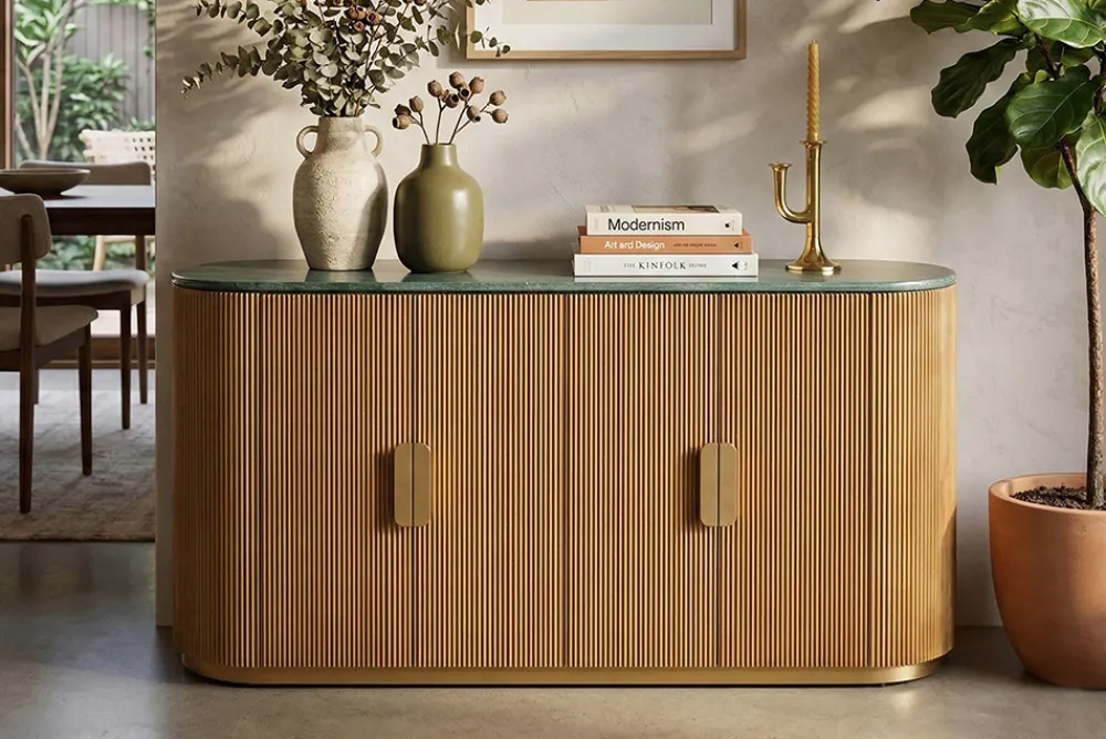 Riess-Ambiente Sideboards & Kommoden|Mehr... > Design Sideboard VENEZIANO 170cm messing Mangoholz grün Marmor gold