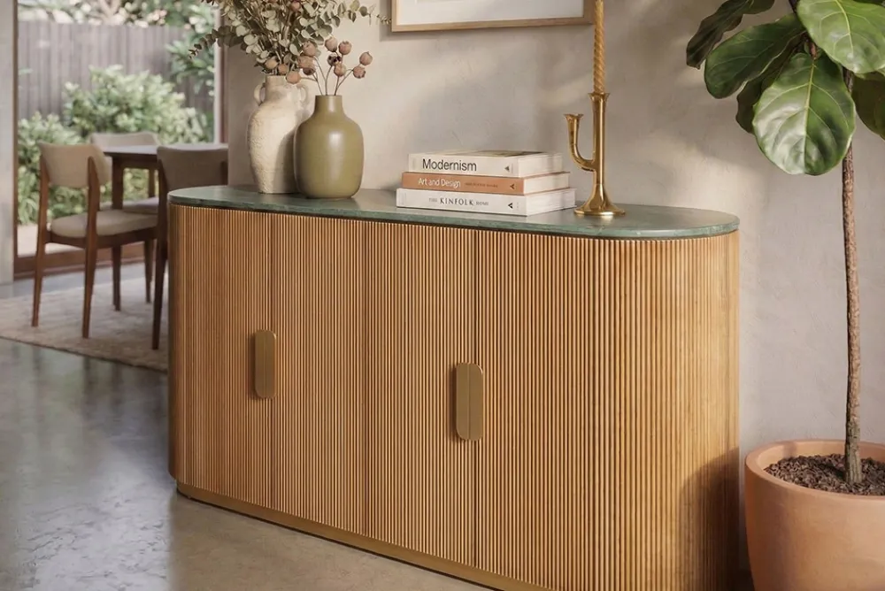 Riess-Ambiente Sideboards & Kommoden|Mehr... > Design Sideboard VENEZIANO 170cm messing Mangoholz grün Marmor gold