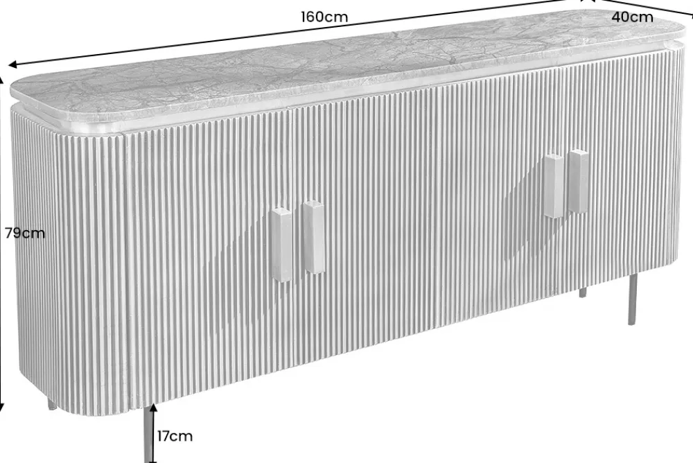 Riess-Ambiente Mehr...|Sideboards & Kommoden > Design Sideboard VENEZIANO 160cm messing grün Marmorplatte Mangoholz Retro