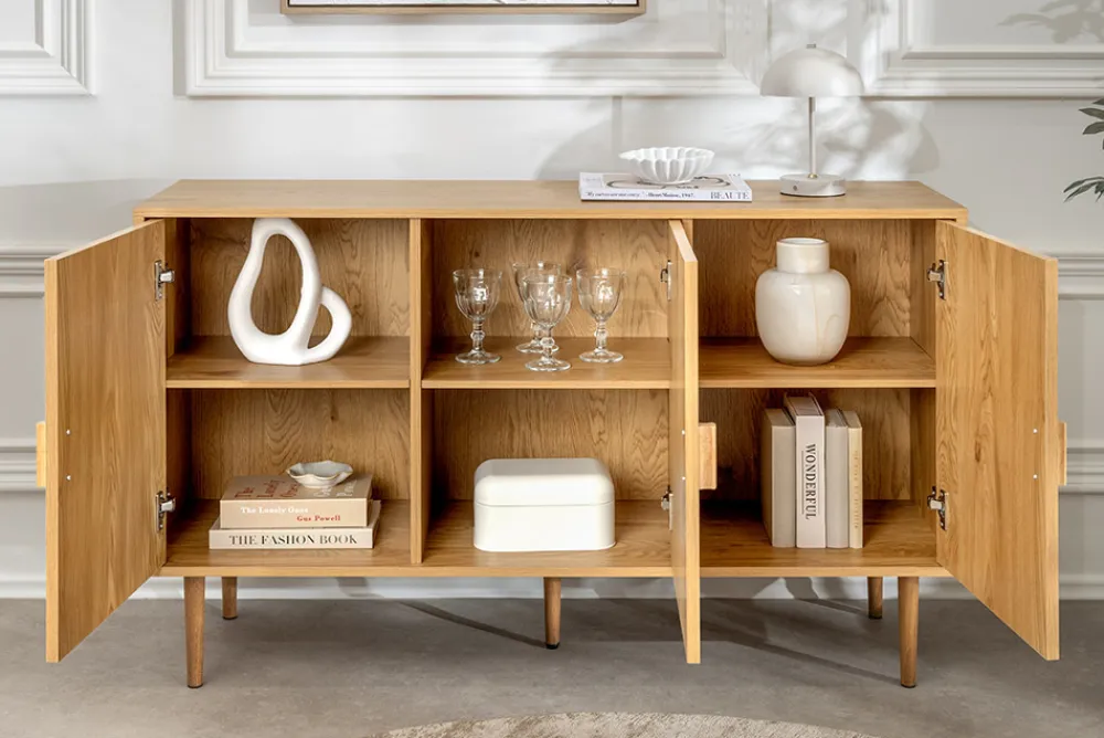 Riess-Ambiente Retro Möbel|Sideboards & Kommoden > Design Sideboard VIENNA 120cm natur Wiener Geflecht Kommode