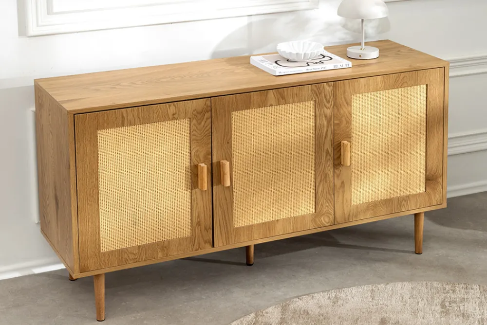 Riess-Ambiente Retro Möbel|Sideboards & Kommoden > Design Sideboard VIENNA 120cm natur Wiener Geflecht Kommode