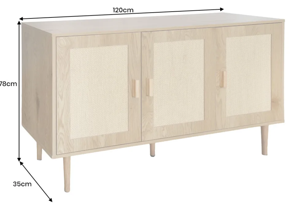 Riess-Ambiente Retro Möbel|Sideboards & Kommoden > Design Sideboard VIENNA 120cm natur Wiener Geflecht Kommode