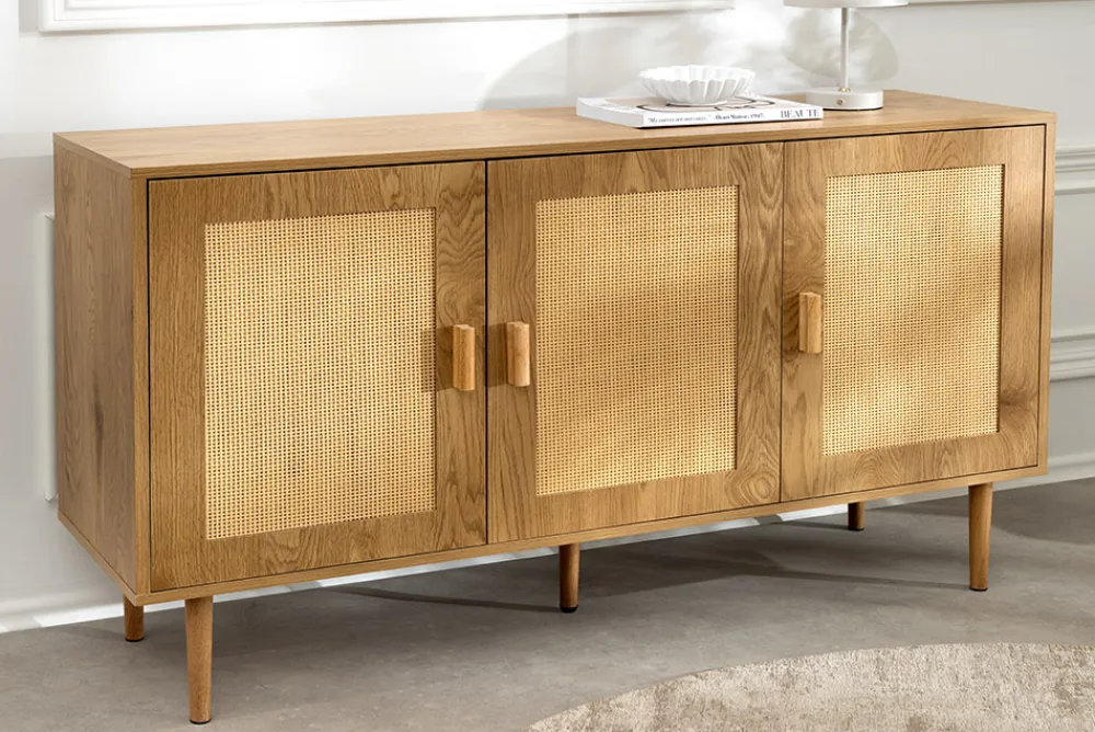 Riess-Ambiente Retro Möbel|Sideboards & Kommoden > Design Sideboard VIENNA 120cm natur Wiener Geflecht Kommode