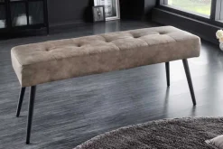 Riess-Ambiente Sitzbänke > Design Sitzbank BOUTIQUE 100cm antik taupe Microfaser schwarze Metallbeine Polsterbank