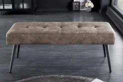 Riess-Ambiente Sitzbänke > Design Sitzbank BOUTIQUE 100cm antik taupe Microfaser schwarze Metallbeine Polsterbank