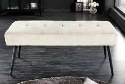 Riess-Ambiente Sitzbänke > Design Sitzbank BOUTIQUE 100cm beige Cord schwarze Metallbeine Polsterbank