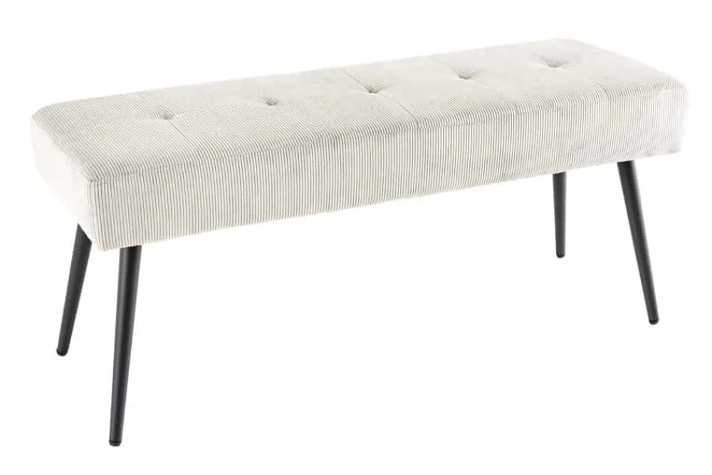 Riess-Ambiente Sitzbänke > Design Sitzbank BOUTIQUE 100cm beige Cord schwarze Metallbeine Polsterbank