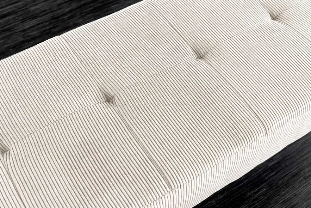 Riess-Ambiente Sitzbänke > Design Sitzbank BOUTIQUE 100cm beige Cord schwarze Metallbeine Polsterbank