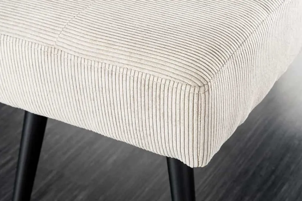 Riess-Ambiente Sitzbänke > Design Sitzbank BOUTIQUE 100cm beige Cord schwarze Metallbeine Polsterbank