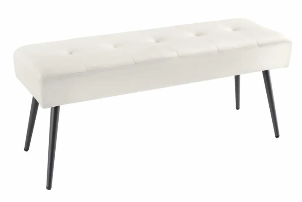 Riess-Ambiente Skandinavisch|Sitzbänke > Design Sitzbank BOUTIQUE 100cm champagner Samt schwarze Metallbeine
