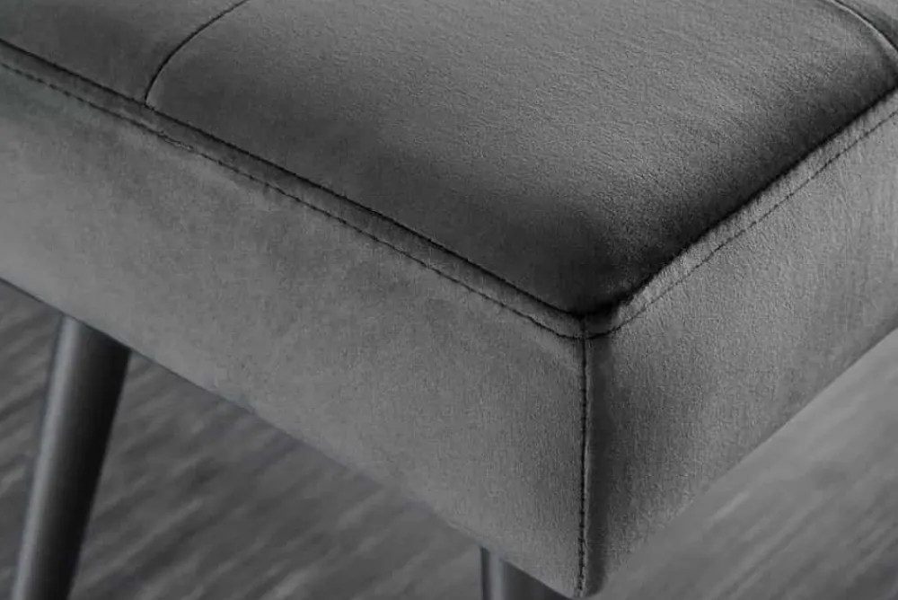 Riess-Ambiente Skandinavisch|Sitzbänke > Design Sitzbank BOUTIQUE 100cm dunkelgrau Samt schwarze Metallbeine