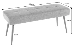 Riess-Ambiente Skandinavisch|Sitzbänke > Design Sitzbank BOUTIQUE 100cm grün Cord schwarze Metallbeine