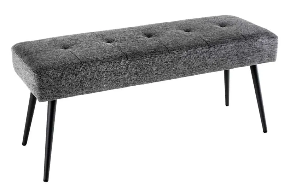 Riess-Ambiente Skandinavisch|Sitzbänke > Design Sitzbank BOUTIQUE 100cm grau Strukturstoff schwarze Metallbeine