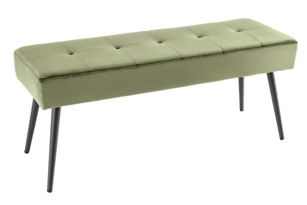 Riess-Ambiente Skandinavisch|Sitzbänke > Design Sitzbank BOUTIQUE 100cm grün Samt schwarze Metallbeine