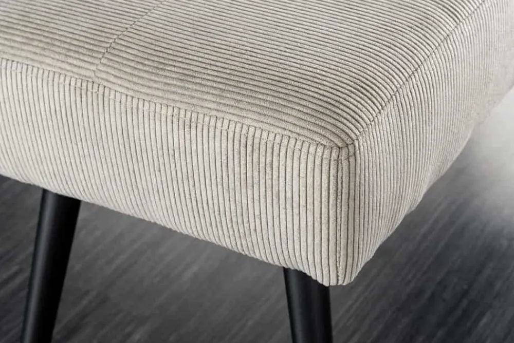 Riess-Ambiente Skandinavisch|Sitzbänke > Design Sitzbank BOUTIQUE 100cm hellgrau Cord schwarze Metallbeine
