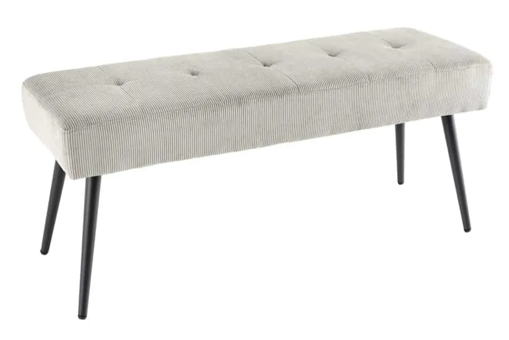 Riess-Ambiente Skandinavisch|Sitzbänke > Design Sitzbank BOUTIQUE 100cm hellgrau Cord schwarze Metallbeine