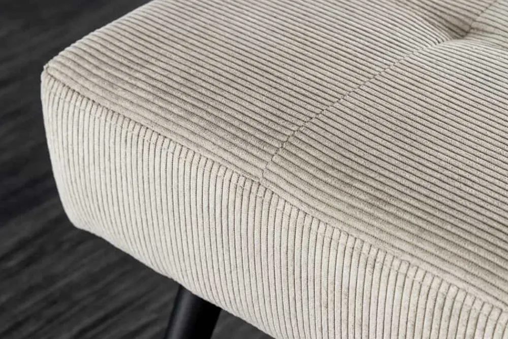 Riess-Ambiente Skandinavisch|Sitzbänke > Design Sitzbank BOUTIQUE 100cm hellgrau Cord schwarze Metallbeine