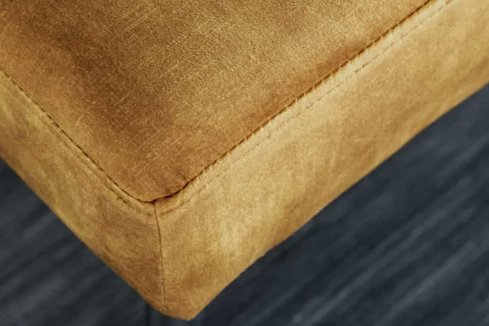 Riess-Ambiente Sitzbänke|Samt Möbel > Design Sitzbank BOUTIQUE 100cm senfgelb Samt schwarze Metallbeine
